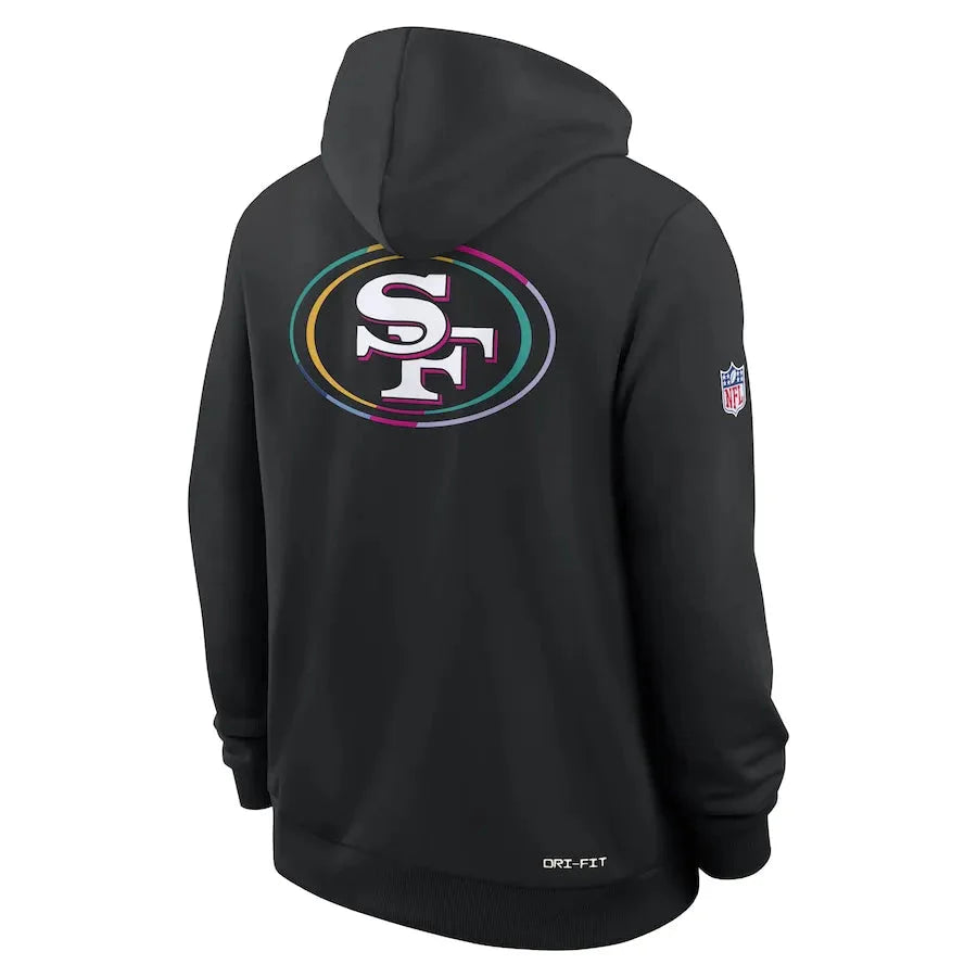 San Francisco 49ers Nike Black 2025 NFL Crucial Catch Sideline Standard Issue Dri-FIT Hoodie
