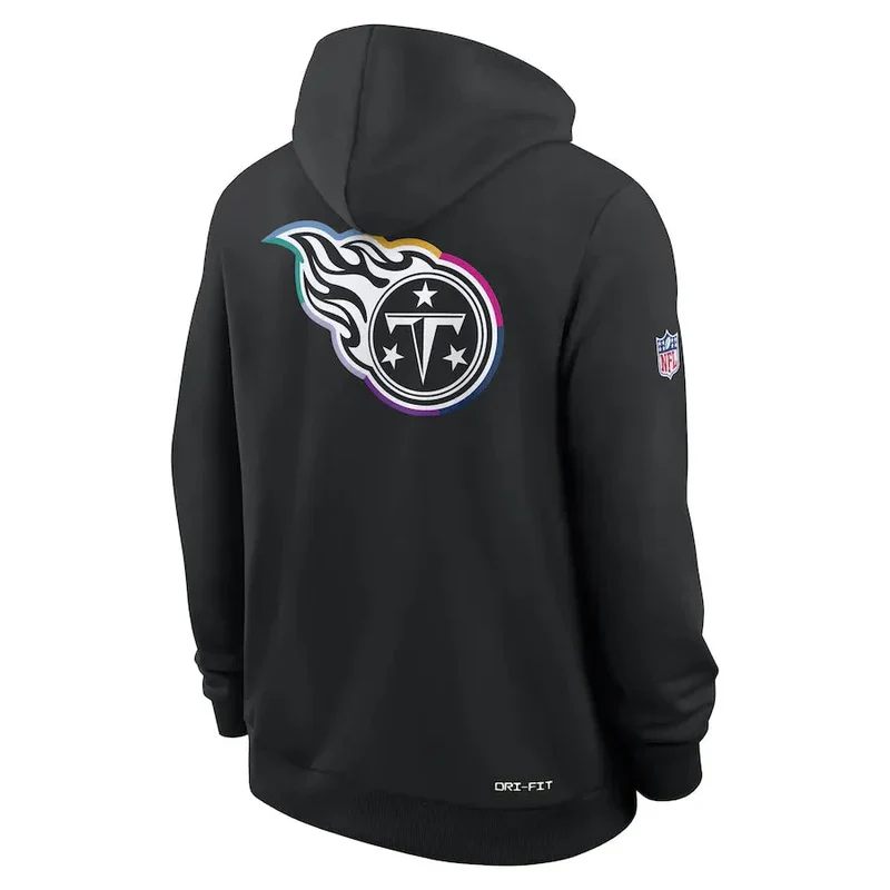 Tennessee Titans Nike Black 2025 NFL Crucial Catch Sideline Standard Issue Dri-FIT Hoodie