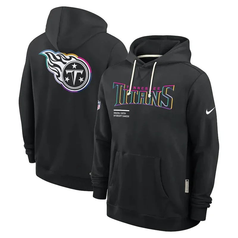 Tennessee Titans Nike Black 2025 NFL Crucial Catch Sideline Standard Issue Dri-FIT Hoodie