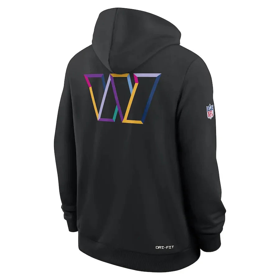 Washington Commanders Nike Black 2025 NFL Crucial Catch Sideline Standard Issue Dri-FIT Hoodie