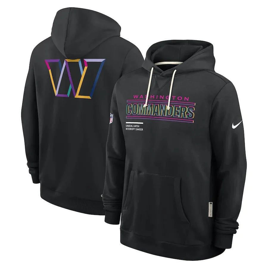 Washington Commanders Nike Black 2025 NFL Crucial Catch Sideline Standard Issue Dri-FIT Hoodie