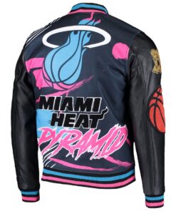 Miami Heat Pyramid Black Full-Snap Varsity Jacket