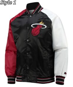 Miami Heat Reliever Full-Snap Black and Red Satin Jacket