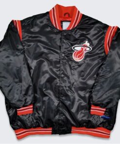 Miami Heat Teddy Black Varsity Satin Jacket