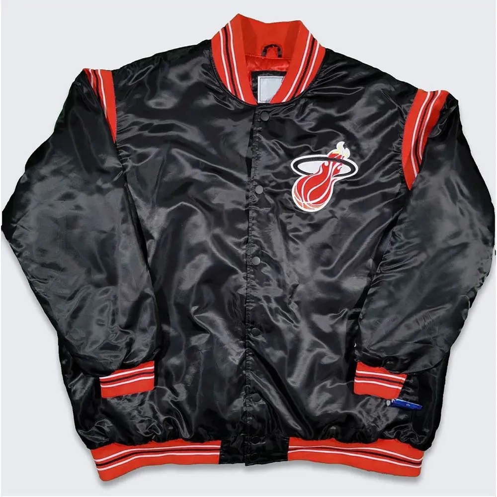 Miami Heat Teddy Black Varsity Satin Jacket