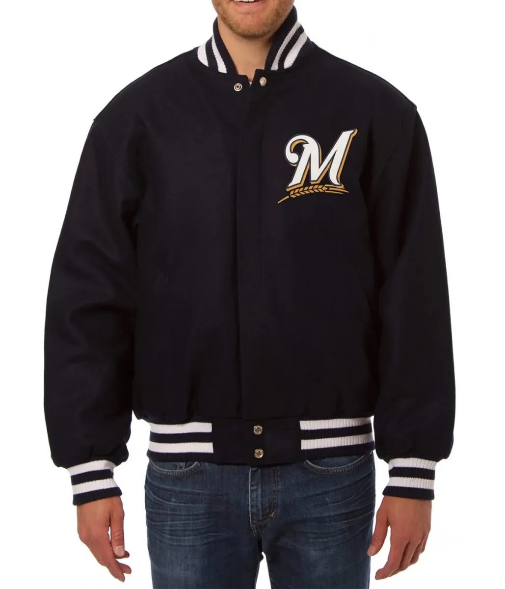 Milwaukee Brewers Handcrafted Logo Varsity Jacket