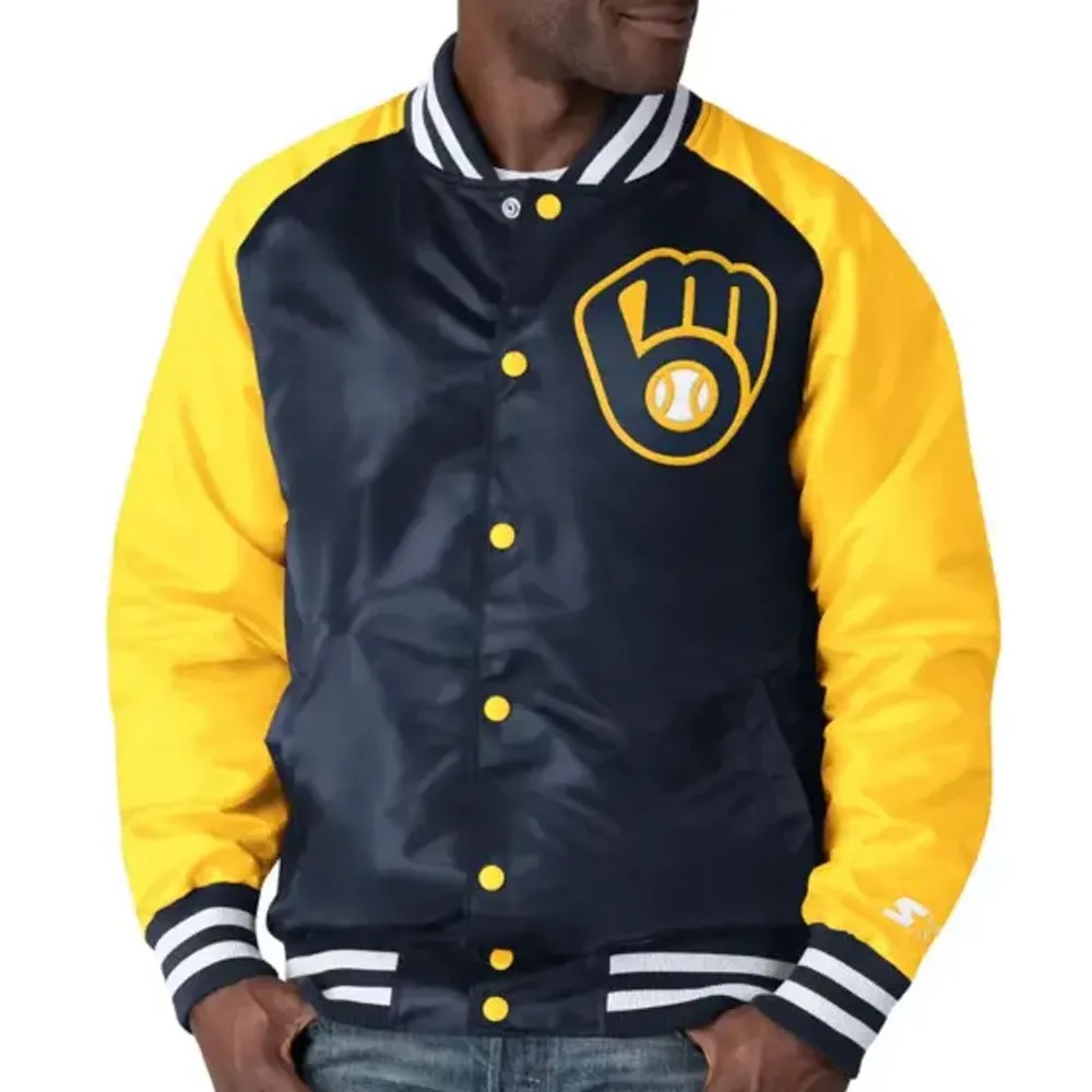 Milwaukee-Brewers-Starter-Blue-and-Yellow-Jacket Milwaukee Brewers Blue and Yellow Jacket