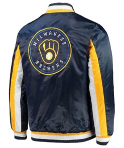 Milwaukee Brewers The Ace Full-Snap Satin Navy Jacket