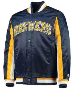 Milwaukee Brewers The Ace Full-Snap Satin Navy Jacket