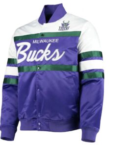 Milwaukee Bucks Hardwood Classics Script Purple Satin Jacket