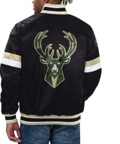 Milwaukee Bucks Home Game Black Satin Jacket