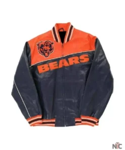 NFL Chicago Bears Orange Jeff Hamilton Leather Jacket