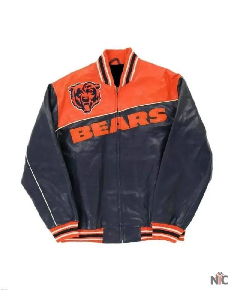 NFL Chicago Bears Orange Jeff Hamilton Leather Jacket