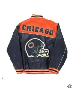 NFL Chicago Bears Orange Jeff Hamilton Leather Jacket