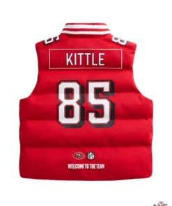 NFL Player George Kittle Scarlet Red Puffer Vest