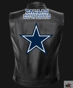 NFL Team Dallas Cowboys Black Leather Vest