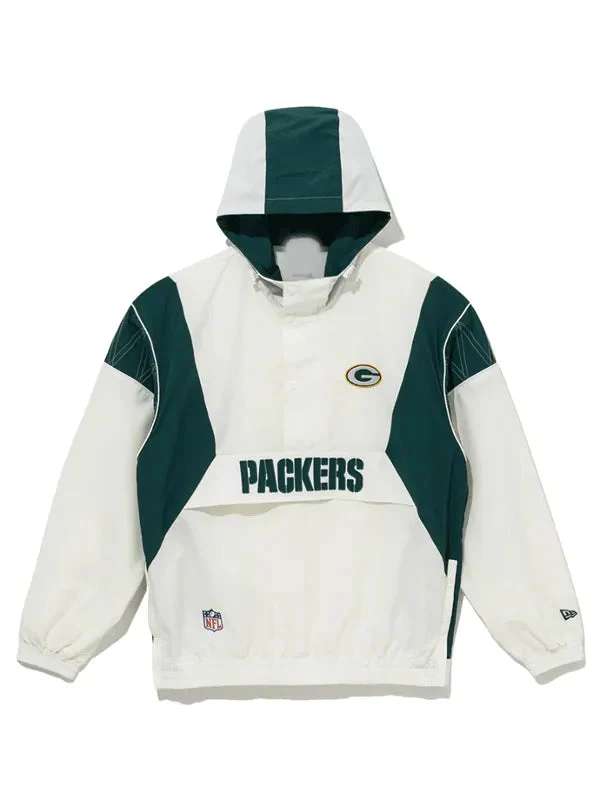 NFL Green Bay Packers Windbreaker White Anorak Jacket