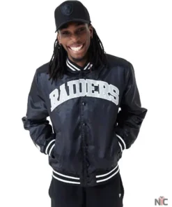 New Era NFL Satin Las Vegas Raiders Bomber Jacket