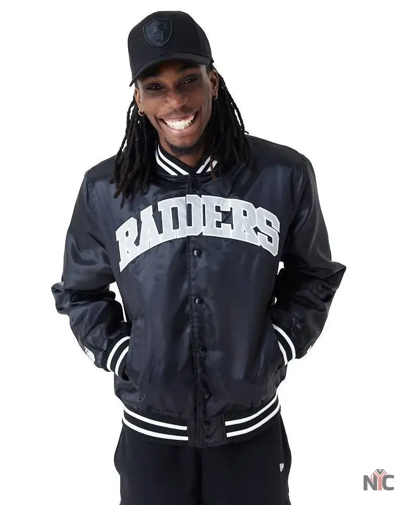 New Era NFL Satin Las Vegas Raiders Bomber Jacket