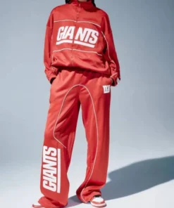 Nfl New York Giants License Seam Leg Jogger Tracksuit