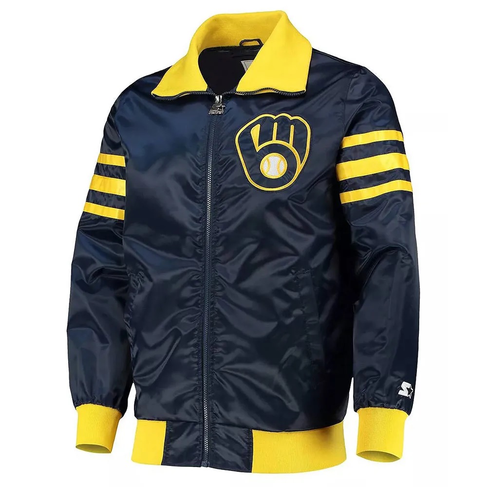 The Captain II Milwaukee Brewers Navy Satin Jacket