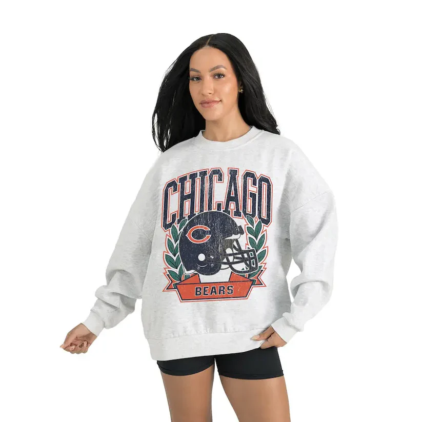 Women's Chicago Bears Gameday Couture Gray Heritage Premium Fleece Pullover Sweatshirt