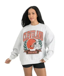 Women's Cleveland Browns Gameday Couture Gray Heritage Premium Fleece Pullover Sweatshirt