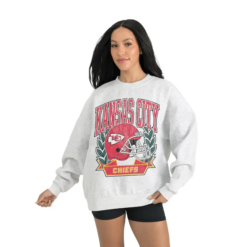 Women's Kansas City Chiefs Gameday Couture Gray Heritage Premium Fleece Pullover Sweatshirt