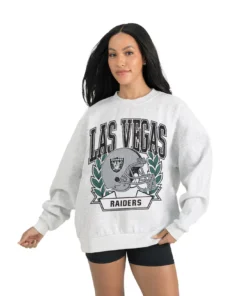 Women's Las Vegas Raiders Gameday Couture Gray Heritage Premium Fleece Pullover Sweatshirt