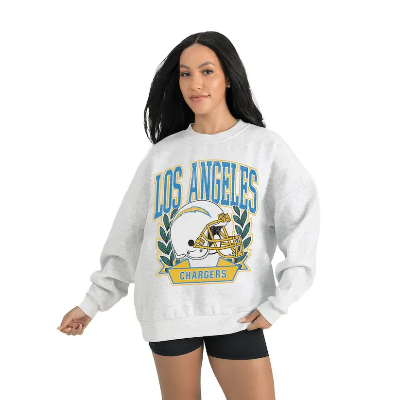 Women's Los Angeles Chargers Gameday Couture Gray Heritage Premium Fleece Pullover Sweatshirt