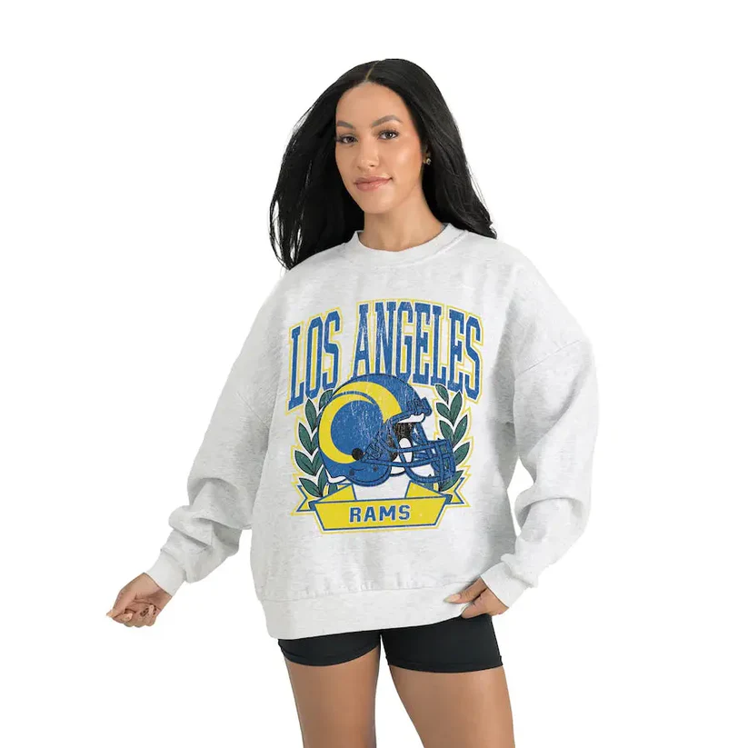 Women's Los Angeles Rams Gameday Couture Gray Heritage Premium Fleece Pullover Sweatshirt