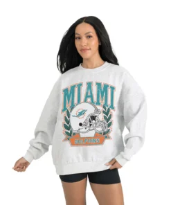 Women's Miami Dolphins Gameday Couture Gray Heritage Premium Fleece Pullover Sweatshirt