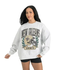 Women's New Orleans Saints Gameday Couture Gray Heritage Premium Fleece Pullover Sweatshirt