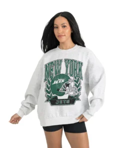 Women's New York Jets Gameday Couture Gray Heritage Premium Fleece Pullover Sweatshirt