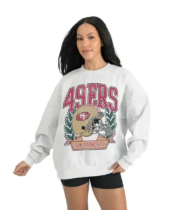 Women's San Francisco 49ers Gameday Couture Gray Heritage Premium Fleece Pullover Sweatshirt