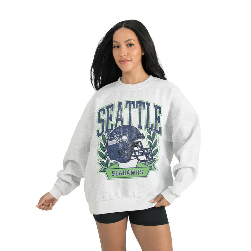 Women's Seattle Seahawks Gameday Couture Gray Heritage Premium Fleece Pullover Sweatshirt