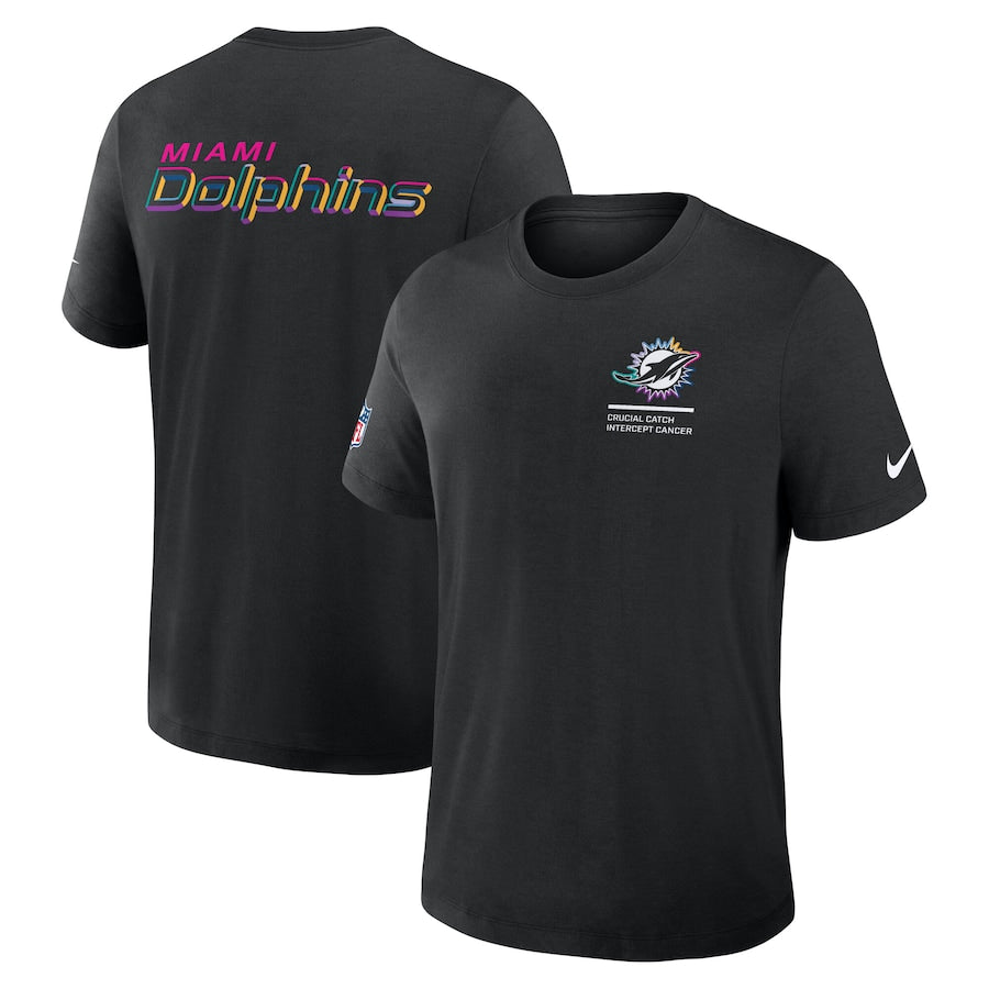 Miami Dolphins Nike Black 2025 NFL Crucial Catch Tri-Blend Dri-FIT T-Shirt