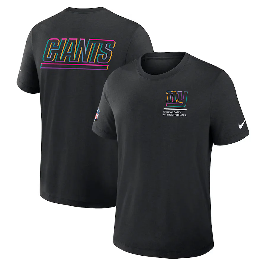 New York Giants Nike Black 2025 NFL Crucial Catch Tri-Blend Dri-FIT T-Shirt