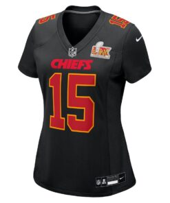 Women's Nike Patrick Mahomes Carbon Black Kansas City Chiefs Super Bowl LIX Fashion Game Jersey